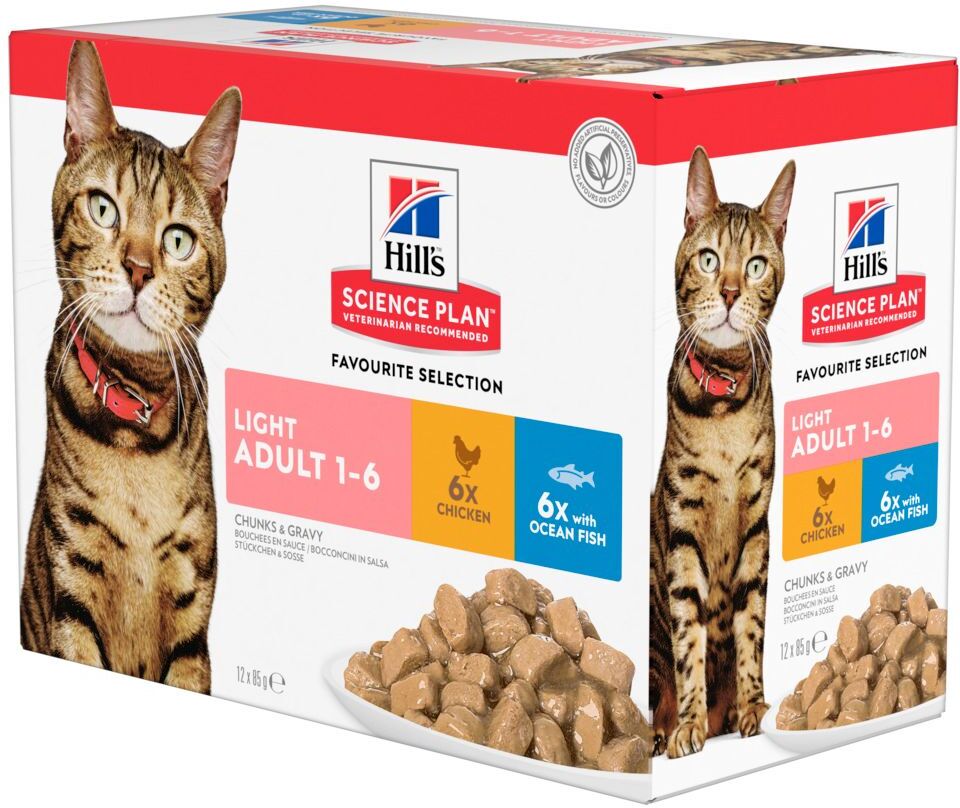 Hill's Science Plan 12x 85g Adult Light Huhn- und Fischauswahl Hill's Science Plan Nassfutter für Katzen