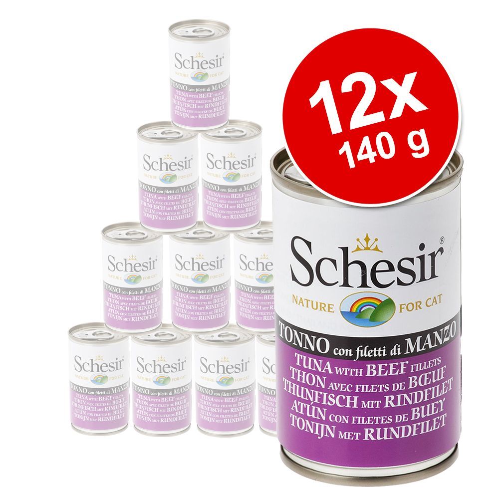 Schesir 12x 140g Hühnerfilet mit Schinken in Gelee Schesir Nassfutter für Katzen