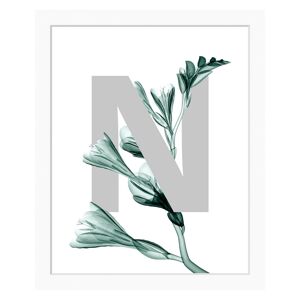 queence Bild »N-Flower«, Buchstaben, Blätter, Blume, gerahmt weiss Größe