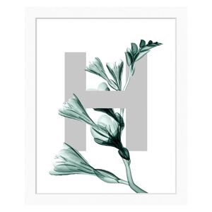 queence Bild »H-Flower«, Buchstaben, Blätter, gerahmt, Blume weiss Größe
