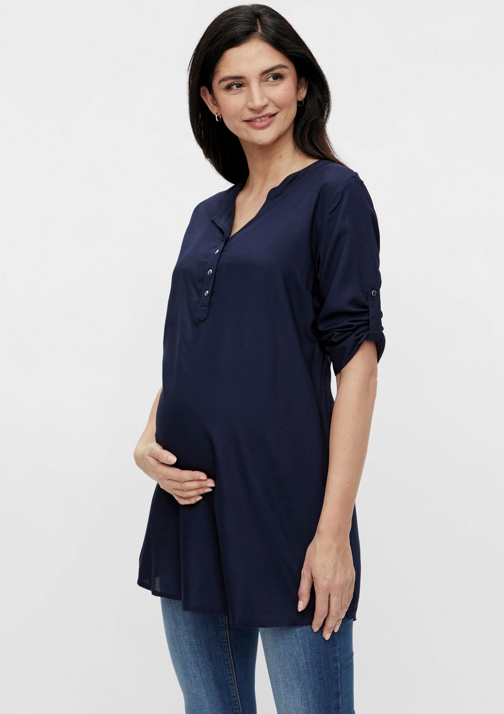 Mamalicious Umstandsbluse »MLMERCY«, aus EcoVero blau Größe L (40) M (38) S (36) XL (42/44) XS (34)