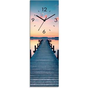 Artland Wanduhr »Langer Pier am See im Sonnenaufgang« blau Größe