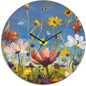 Artland Wanduhr »Glasuhr rund Wildblumenwiese« bunt Größe