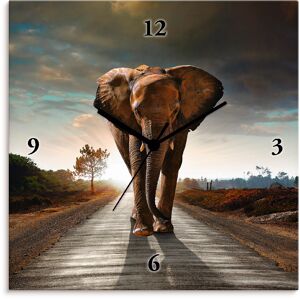 Artland Wanduhr »Ein Elefant läuft auf der Strasse« braun Größe