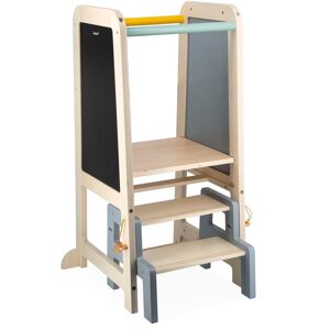 Janod Stehhilfe »Lernturm mit Schiefertafel«, und abnehmbarem Tritthocker bunt Größe