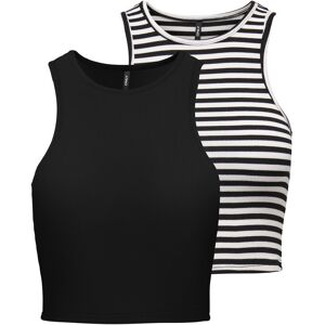 ONLY Crop-Top »ONLBELIA S/L CROP TOP CS JRS 2PACK«, (Packung, 2 tlg.) Black Pack:Black stripes cloud dancer Größe XL (42)