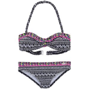 Buffalo Bandeau-Bikini, mit Ethnodruck und Kontrastdetails schwarz-weiss Größe 122/128