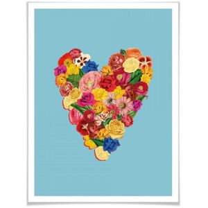 Wall-Art Poster »Blumen Herz Sommerliebe«, Herz, (1 St.) bunt Größe