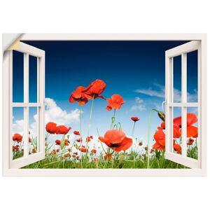Artland Wandbild »Fensterblick Feld mit Mohnblumen«, Fensterblick, (1 St.) weiss Größe
