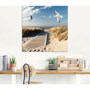 Artland Glasbild »Nordseestrand auf Langeoog mit Möwen«, Strand, (1 St.) blau Größe