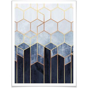 Wall-Art Poster »Hexagon Blau Weiss«, Schriftzug, (1 St.) bunt Größe