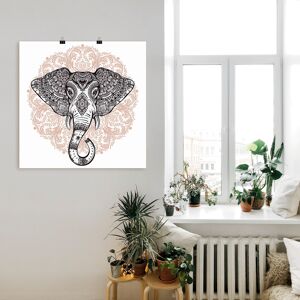 Artland Wandbild »Vintage Mandala Elefant«, Wildtiere, (1 St.) weiss Größe