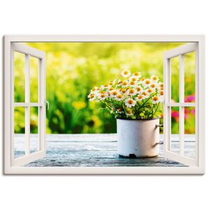 Artland Wandbild »Fensterblick Garten mit Gänseblümchen«, Blumen, (1 St.) weiss Größe