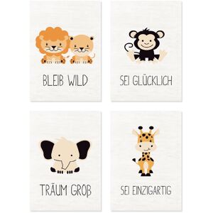 Lüttenhütt Poster »Tiere«, Tiere, (Set, 4 St., 4 Teile) braun Größe