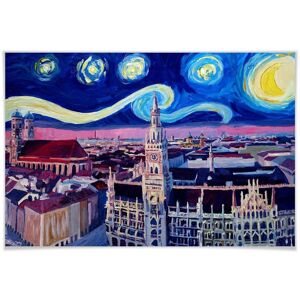 Wall-Art Poster »van Gogh Stil München bei Nacht«, Stadt, (1 St.) bunt Größe