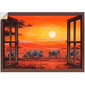 Artland Wandbild »Fensterblick - Elefantenherde«, Fensterblick, (1 St.) braun Größe