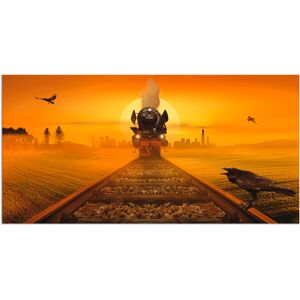 Artland Alu-Dibond-Druck »Dampflokomotive im Abendlicht«, Züge, (1 St.) orange Größe