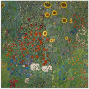 Artland Glasbild »Garten mit Sonnenblumen«, Blumenwiese, (1 St.) grün Größe