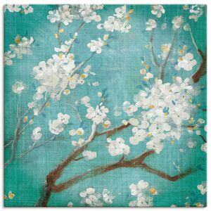 Artland Leinwandbild »Weisse Kirschblüten I«, Blumen, (1 St.) grün Größe