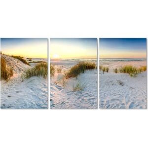 queence Acrylglasbild »Sunset Beach 3-teilig«, Strand, (1 St.) beige Größe