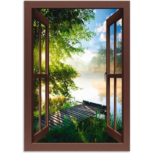 Artland Wandbild »Fensterblick Angelsteg am Fluss«, Fensterblick, (1 St.) braun Größe