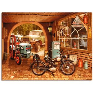 Artland Wandbild »Werkstatt mit Traktor und Motorrad«, Traktoren, (1 St.) braun Größe