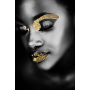 queence Acrylglasbild »Chepre«, Frau, (1 St.) goldfarben/schwarz Größe