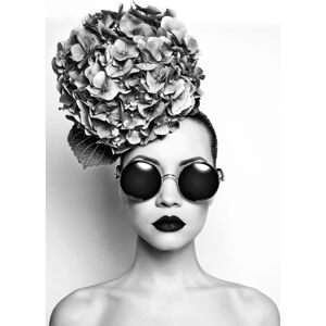queence Acrylglasbild »Frau mit Blumenhut« schwarz Größe