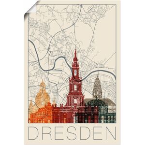 Artland Wandbild »Retro Karte Dresden«, Deutschland, (1 St.) naturfarben Größe