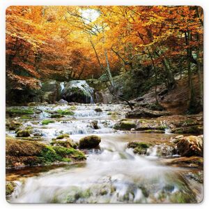 Wall-Art Glasbild »Autumn Waterfall« orange grün Größe