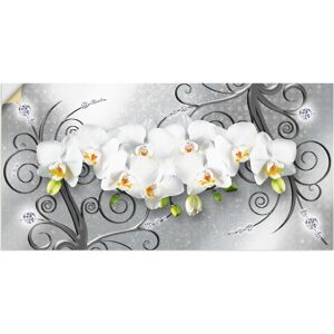 Artland Wandbild »weisse Orchideen auf Ornamenten«, Blumenbilder, (1 St.) grau Größe