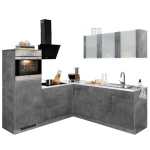 wiho Küchen Winkelküche »Cali« Küche: Front und Korpus: betonfarben, Arbeitsplatte: Canvas Grau + Arbeitsplatte: Canvas Grau Größe
