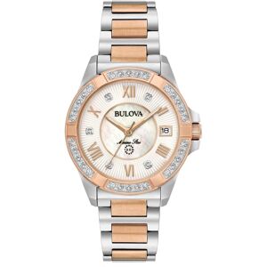 Bulova Quarzuhr »Marine Star, 98R234«, Armbanduhr, Damenuhr silberfarben-roségoldfarben Größe