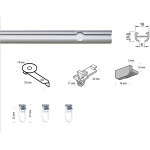 GARESA Gardinenschiene »100«, 1 läufig-läufig, Wunschmasslänge aluminiumfarben Größe L: 140 cm