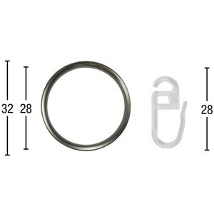 GARESA Gardinenring »Ring mit Haken«, (Set, 20 St., mit Faltenlegehaken) edelstahlfarben Größe