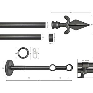 GARESA Gardinenstange »RUSTIKA«, 2 läufig-läufig, Wunschmasslänge graphit Größe L: 470 cm   Ø 16 mm