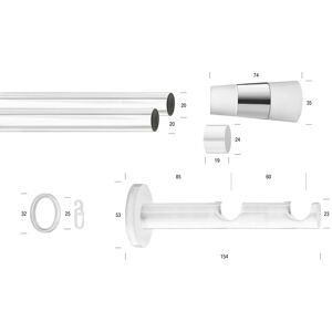 GARESA Gardinenstange »WHITE«, 2 läufig-läufig, Wunschmasslänge weiss Größe L: 370 cm   Ø 20 mm