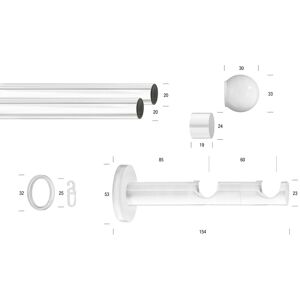 GARESA Gardinenstange »WHITE«, 2 läufig-läufig, Wunschmasslänge,... weiss Größe L: 400 cm   Ø 20 mm