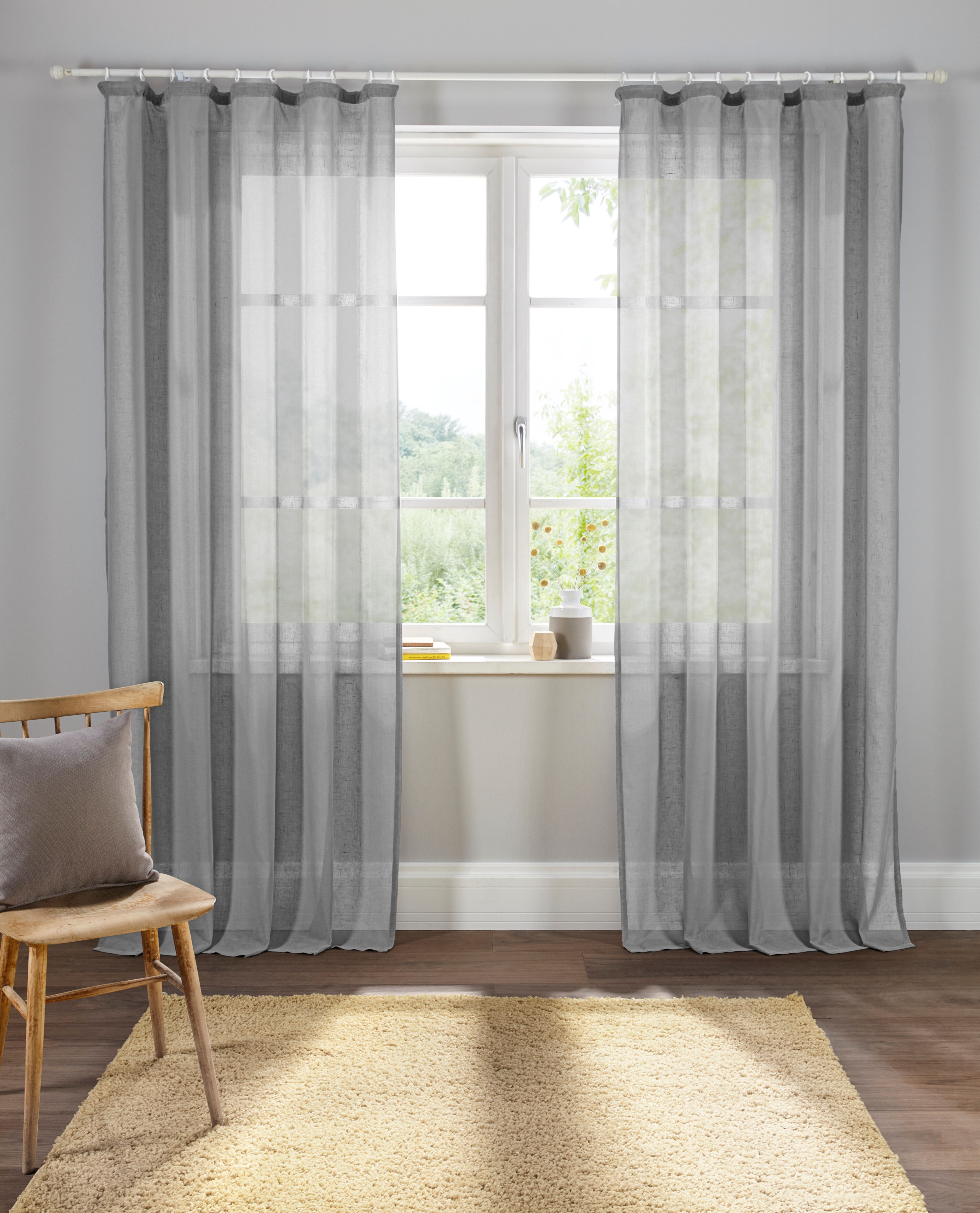 Home affaire Gardine »Mara«, (1 St.), transparent, Leinen Optik, monochrom,... grau Größe H/B: 145/140 cm H/B: 175/140 cm H/B: 225/140 cm H/B: 245/140 cm H/B: 265/140 cm H/B: 295/140 cm