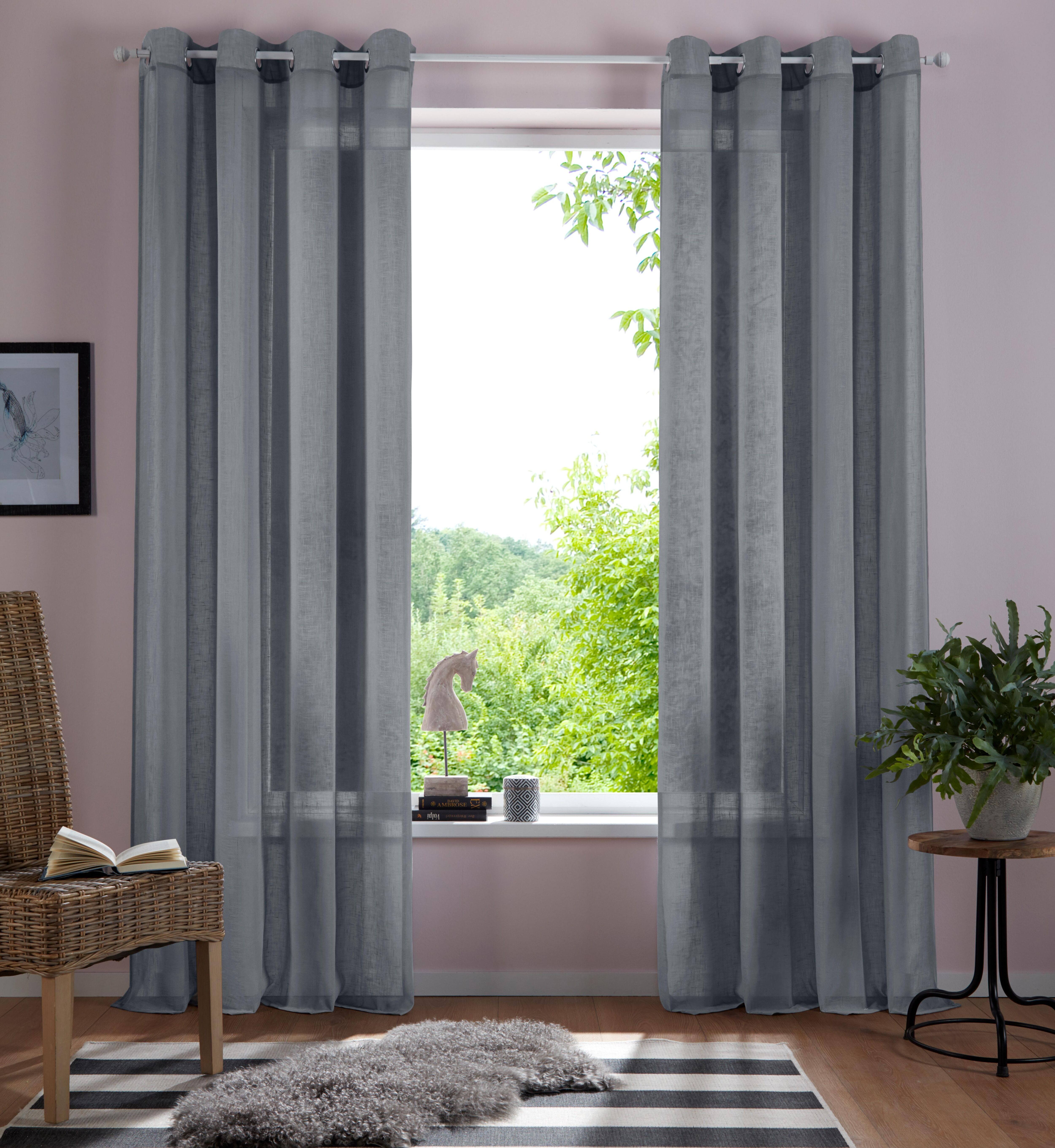 Home affaire Gardine »Mara«, (1 St.), transparent, Leinen Optik, monochrom,... grau Größe H/B: 145/140 cm H/B: 175/140 cm H/B: 225/140 cm H/B: 245/140 cm H/B: 265/140 cm H/B: 295/140 cm