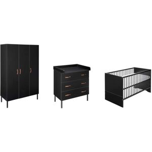 Schardt Babyzimmer-Komplettset »Camiel Black«, (3 St., Kinderbett, Schrank,... schwarz Größe