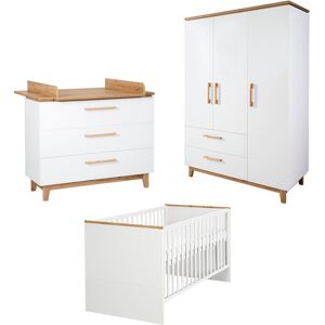 roba® Babyzimmer-Komplettset »Finn«, (Set, 3 St., Kinderbett, Schrank,... Weiss/Goldfarbeneiche Größe