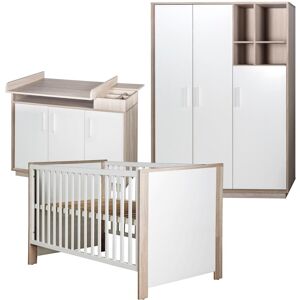 roba® Babyzimmer-Komplettset »Olaf«, (Set, 3 St., Kinderbett, Wickelkommode,... weiss/Luna Elm Größe