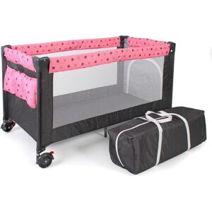 CHIC4BABY Baby-Reisebett »Luxus, Sternchen grau« schwarz/pink Größe