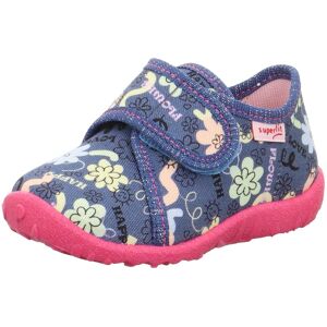 Superfit Hausschuh »SPOTTY WMS: Mittel«, Klettschuh, Kindergarten Schuhe mit... dunkelblau pink Blumen Größe 20