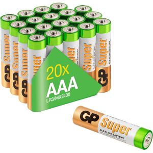 GP Batteries Batterie »20er Pack Super Alkaline AAA«, 1,5 V, (Set, 20 St.) weiss/goldfarben/grün Größe