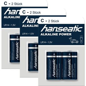 Hanseatic Batterie »6 Stück Baby C Batterien Alkaline LR14«, LR14, 1,5 V,... blau Größe