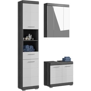 INOSIGN Badmöbel-Set »Siena«, (Set, 3 St.), Badmöbel, Hochschrank,... Rauchsilber NB/weiss hochglanz Größe