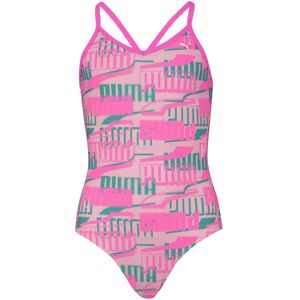 Puma Badeanzug, Mädchen-Schwimmanzug mit allover Logoprint pink-combo Größe 164