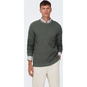 ONLY & SONS Rundhalspullover »ONSKALLE REG 12 STRUC CREW KNIT NOOS« castor gray Größe M